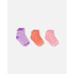 Deux par Deux DEUX PAR DEUX - Socks (3 Pairs) Striped Mauve