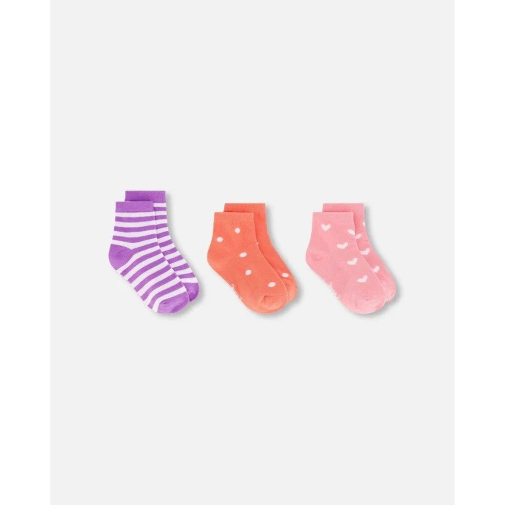 Deux par Deux DEUX PAR DEUX - Lot de chaussettes (3 paires) mauve rayé