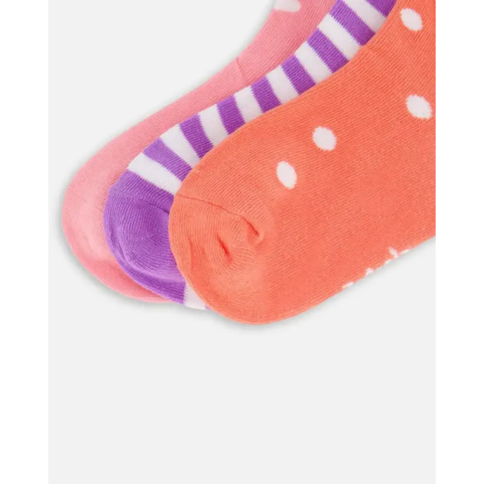 Deux par Deux DEUX PAR DEUX - Socks (3 Pairs) Striped Mauve