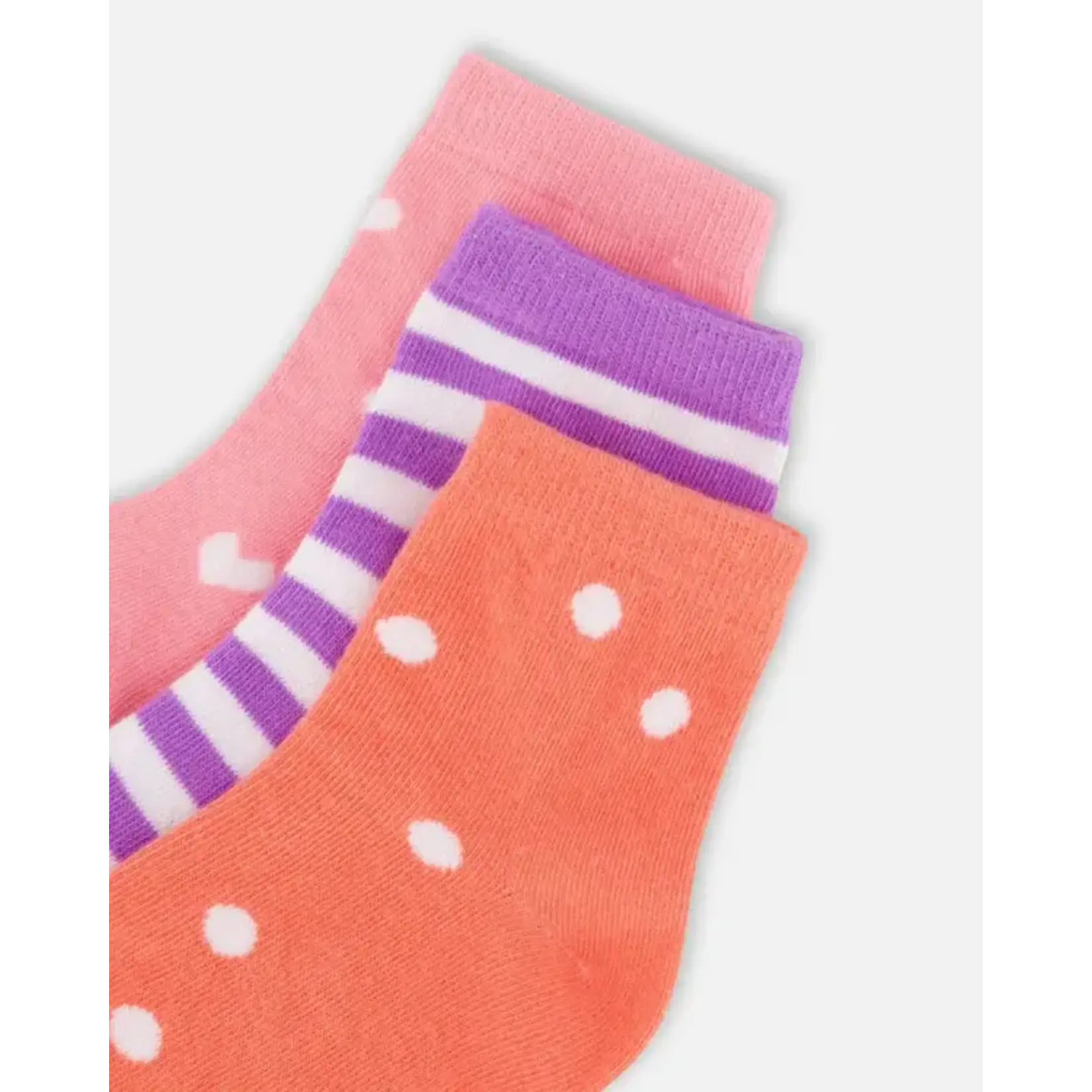 Deux par Deux DEUX PAR DEUX - Lot de chaussettes (3 paires) mauve rayé