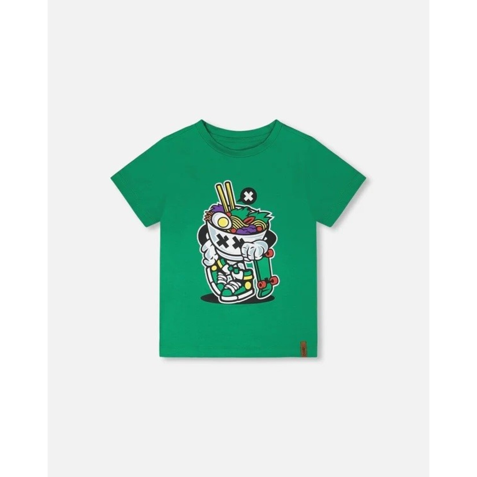 Deux par Deux DEUX PAR DEUX- T-shirt jersey vert avec imprimé d'un bol de ramen qui fait du skate ' B.O.Y.S.'