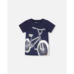 Deux par Deux DEUX PAR DEUX- Dark blue jersey T-shirt with 'B.O.Y.S.' bicycle print