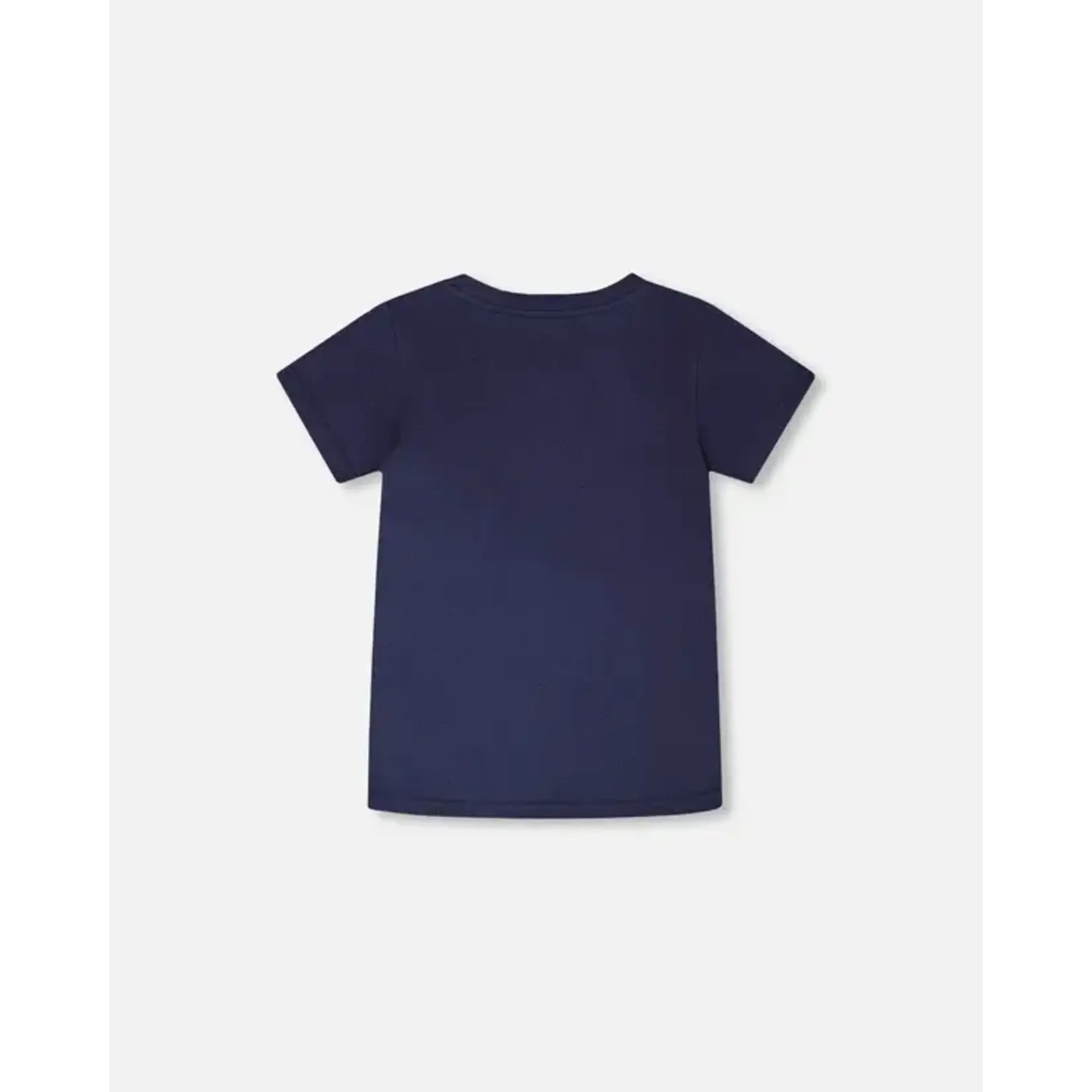 Deux par Deux DEUX PAR DEUX- Dark blue jersey T-shirt with 'B.O.Y.S.' bicycle print