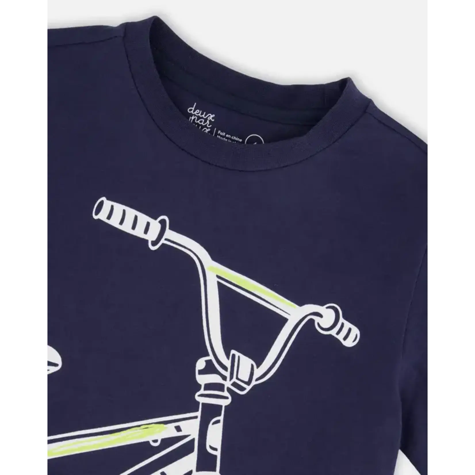 Deux par Deux DEUX PAR DEUX- T-shirt jersey bleu foncé avec imprimé de vélo ' B.O.Y.S.'