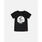 Deux par Deux DEUX PAR DEUX- Black jersey T-shirt with dinosaur on bicycle print 'B.O.Y.S.'