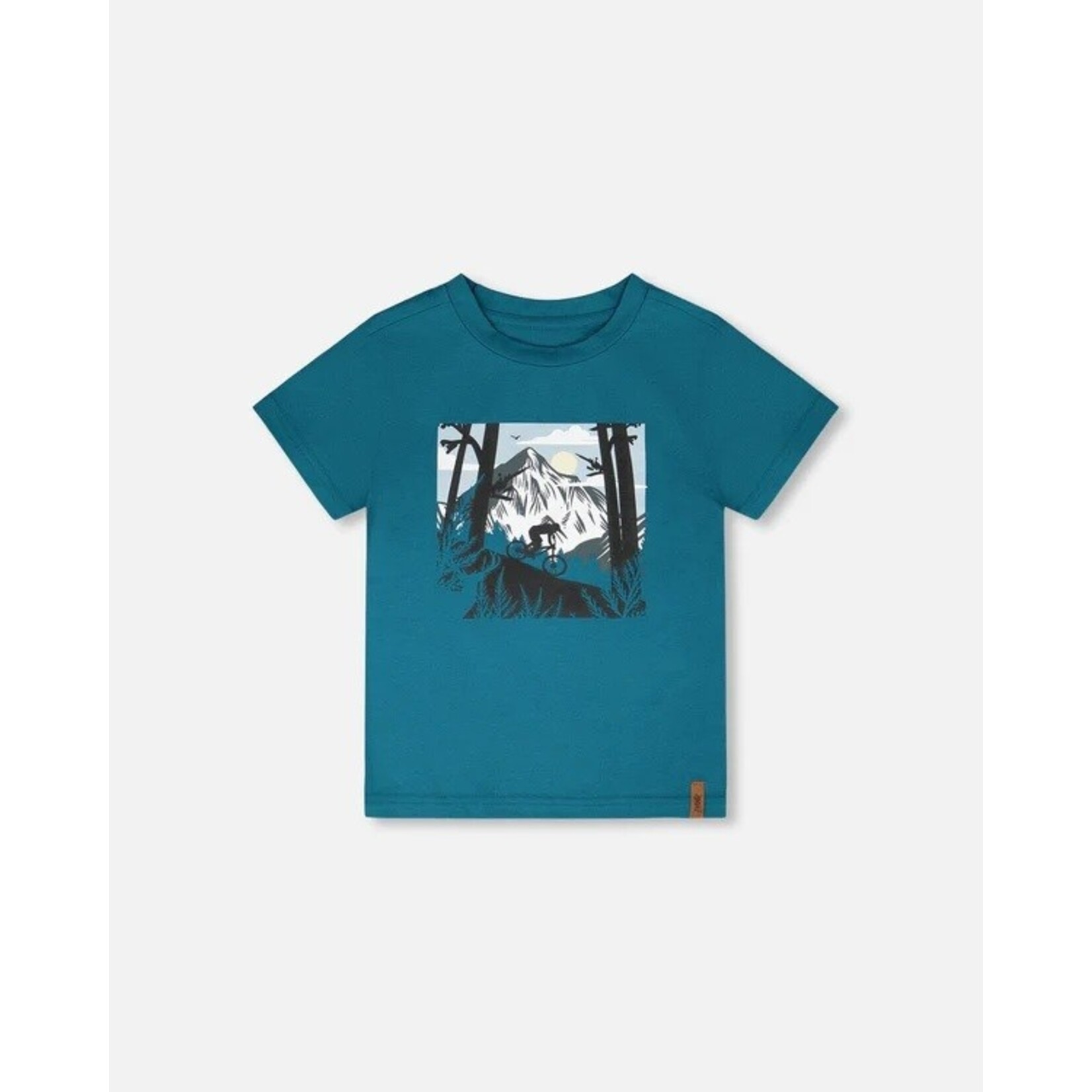 Deux par Deux DEUX PAR DEUX- T-shirt jersey vert atlantique avec imprimé d'une personne à vélo ' B.O.Y.S.'