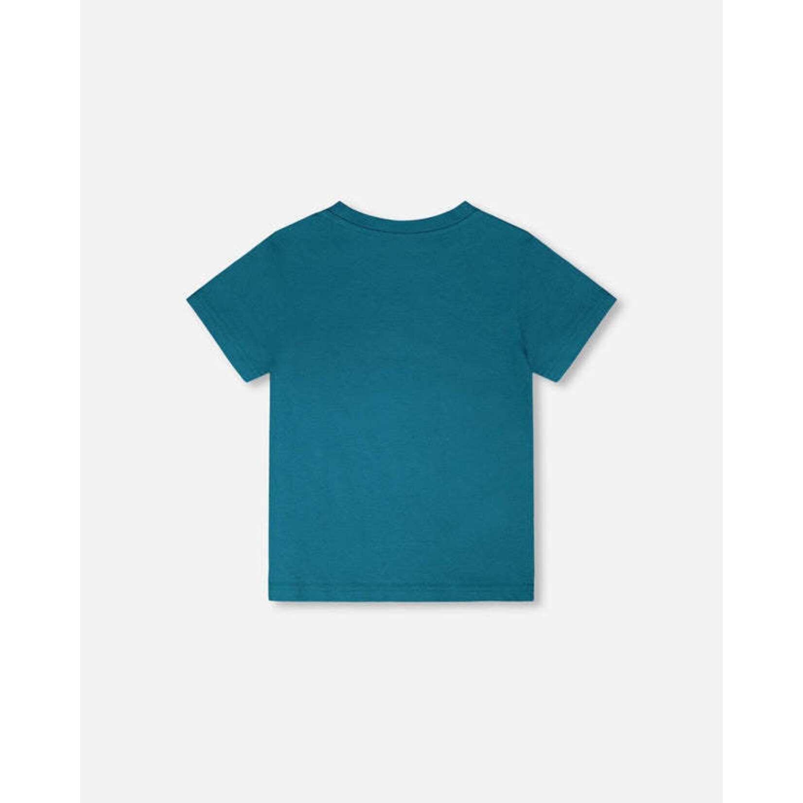 Deux par Deux DEUX PAR DEUX- Atlantic green jersey T-shirt with a print of a person on a bicycle 'B.O.Y.S.'