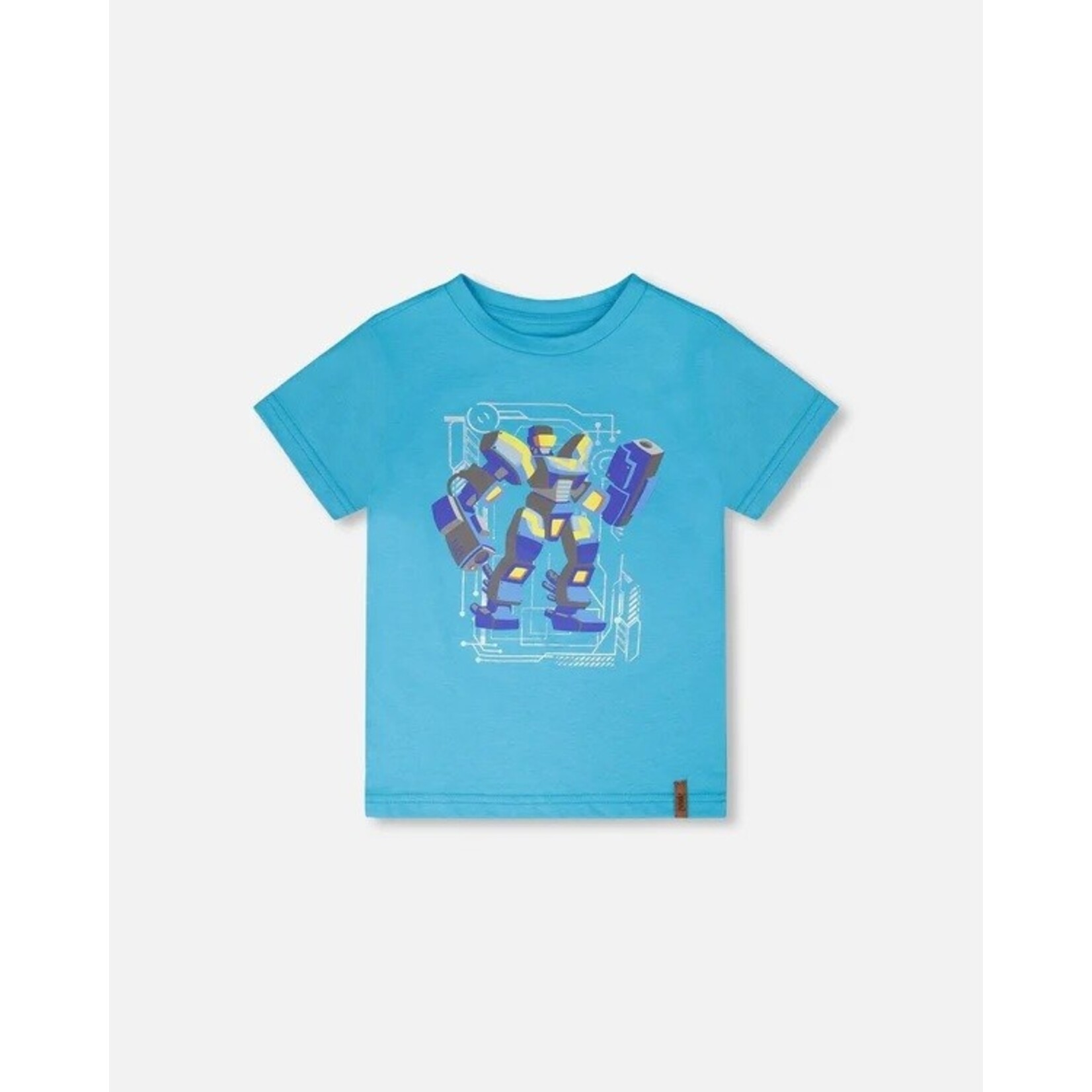 Deux par Deux DEUX PAR DEUX- T-shirt jersey bleu ciel avec imprimé de robot ' B.O.Y.S.'