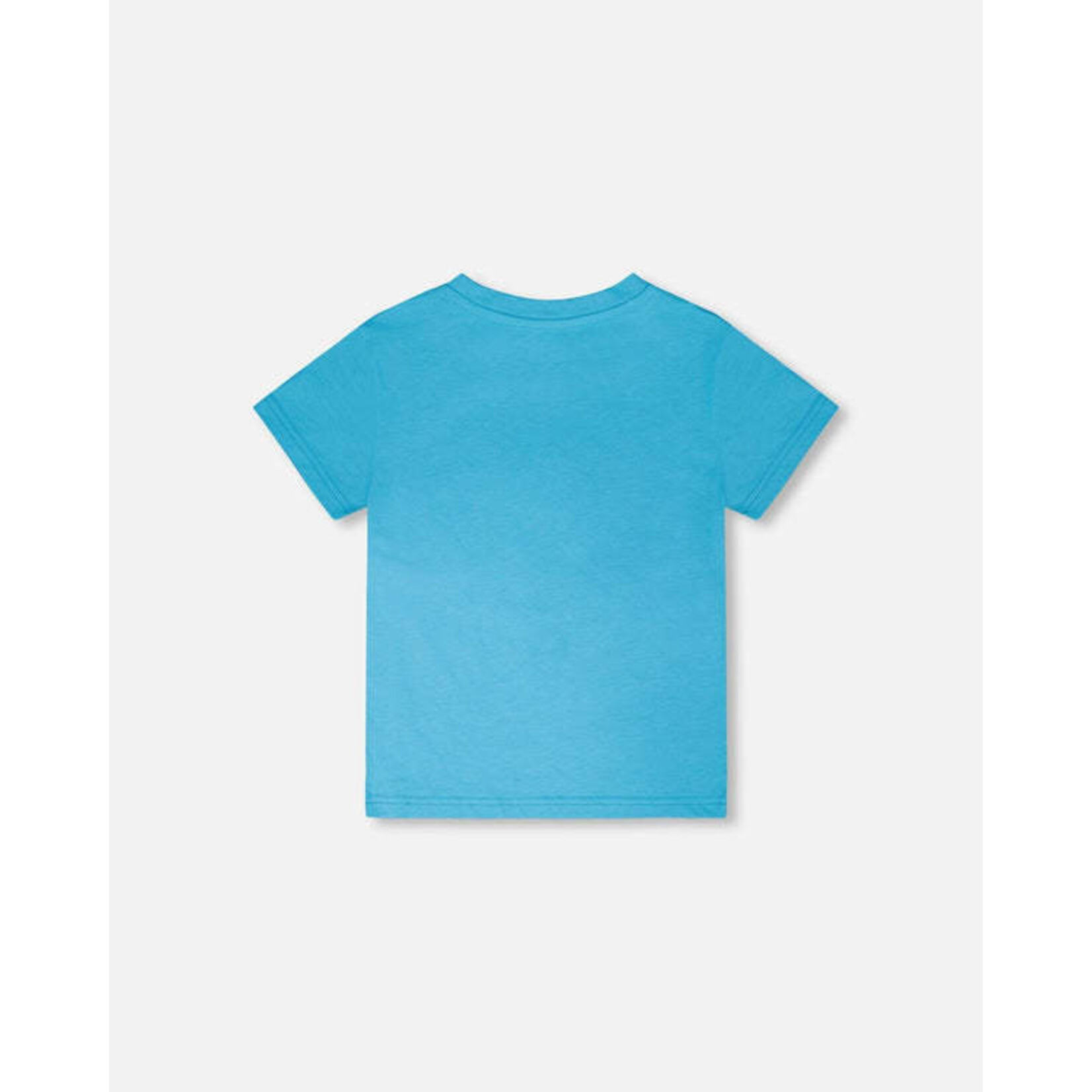 Deux par Deux DEUX PAR DEUX- Sky blue jersey T-shirt with robot print ' B.O.Y.S.'