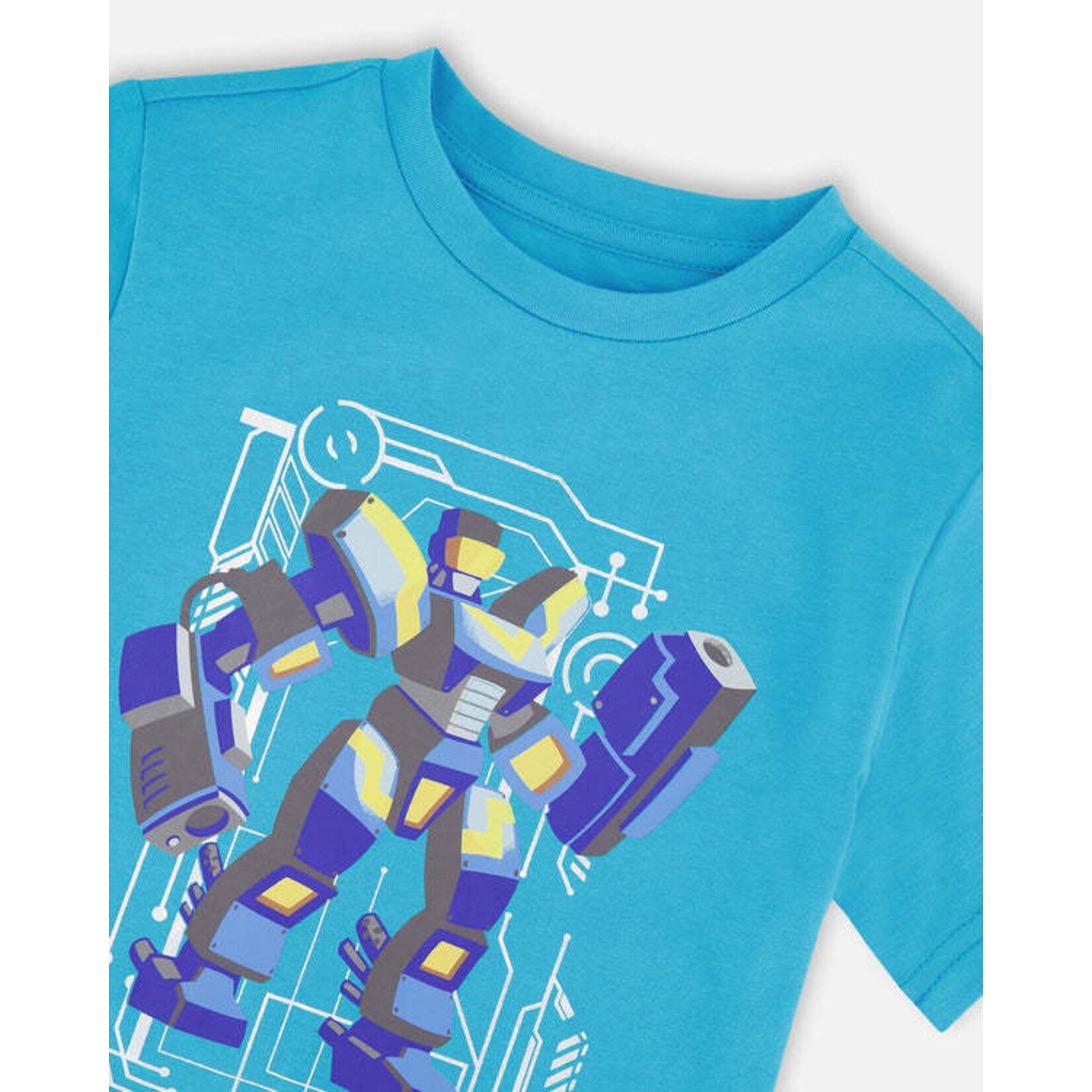 Deux par Deux DEUX PAR DEUX- T-shirt jersey bleu ciel avec imprimé de robot ' B.O.Y.S.'