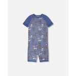 Deux par Deux DEUX PAR DEUX - Two-piece blue organic cotton pyjama set with dog print 'A Starry Night'