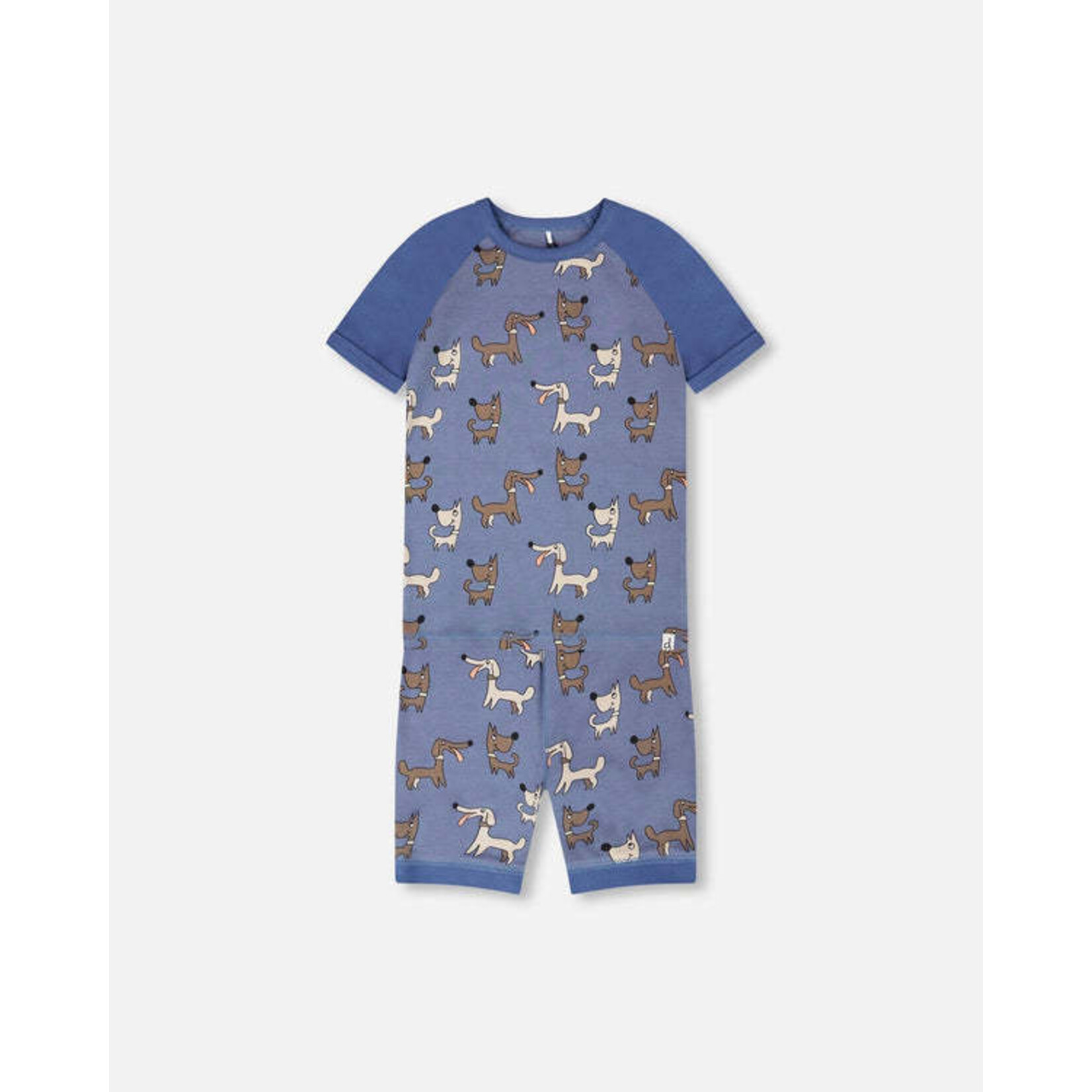 Deux par Deux DEUX PAR DEUX - Two-piece blue organic cotton pyjama set with dog print 'A Starry Night'