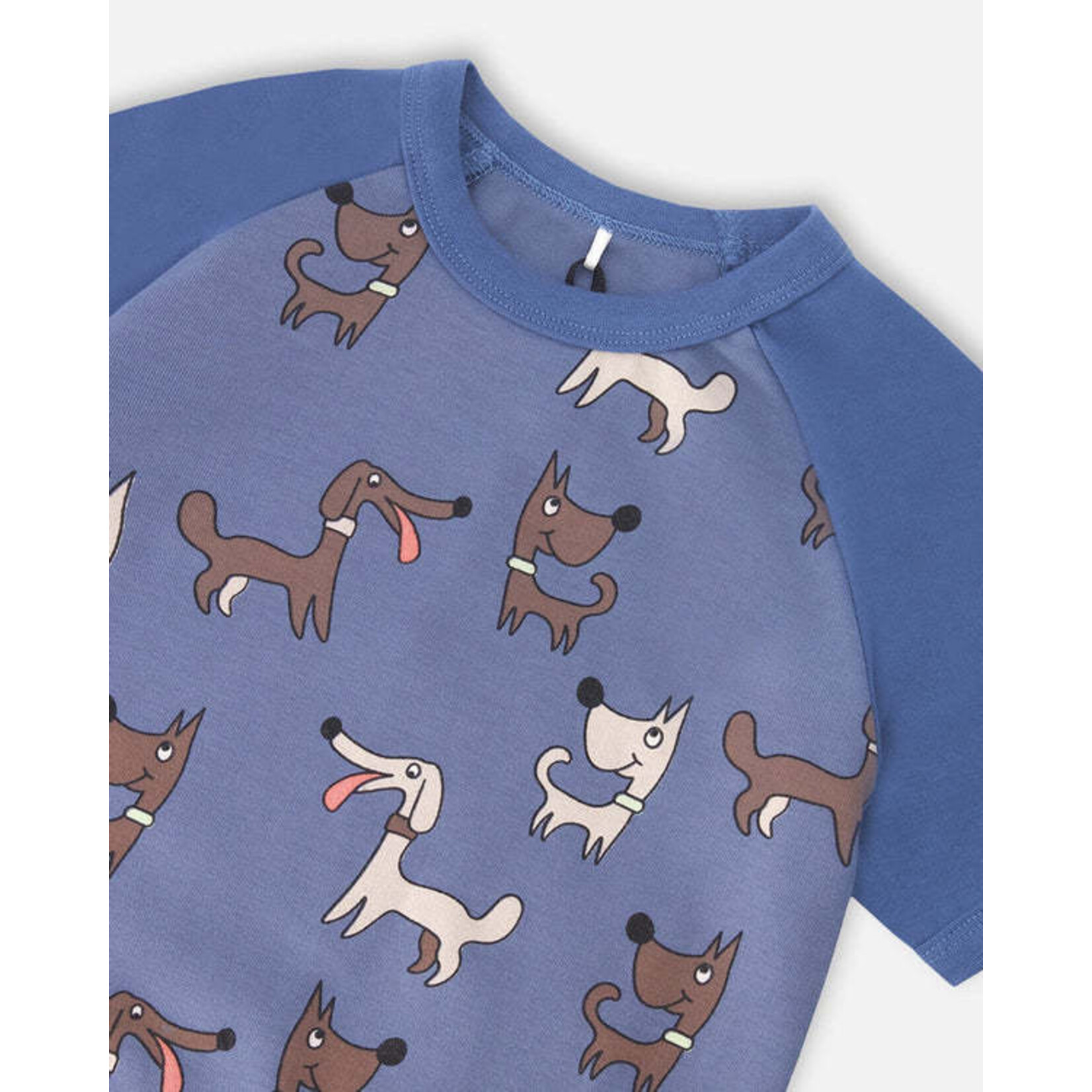 Deux par Deux DEUX PAR DEUX - Two-piece blue organic cotton pyjama set with dog print 'A Starry Night'