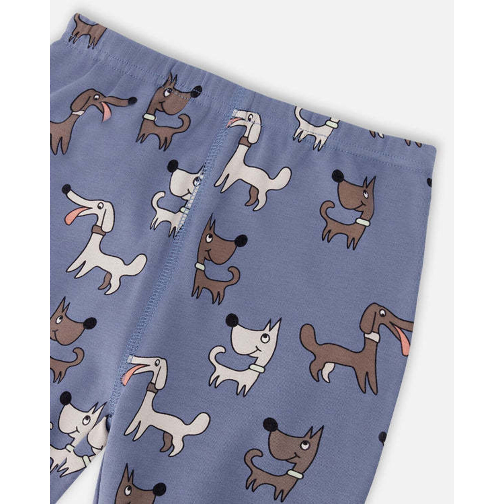 Deux par Deux DEUX PAR DEUX - Two-piece blue organic cotton pyjama set with dog print 'A Starry Night'