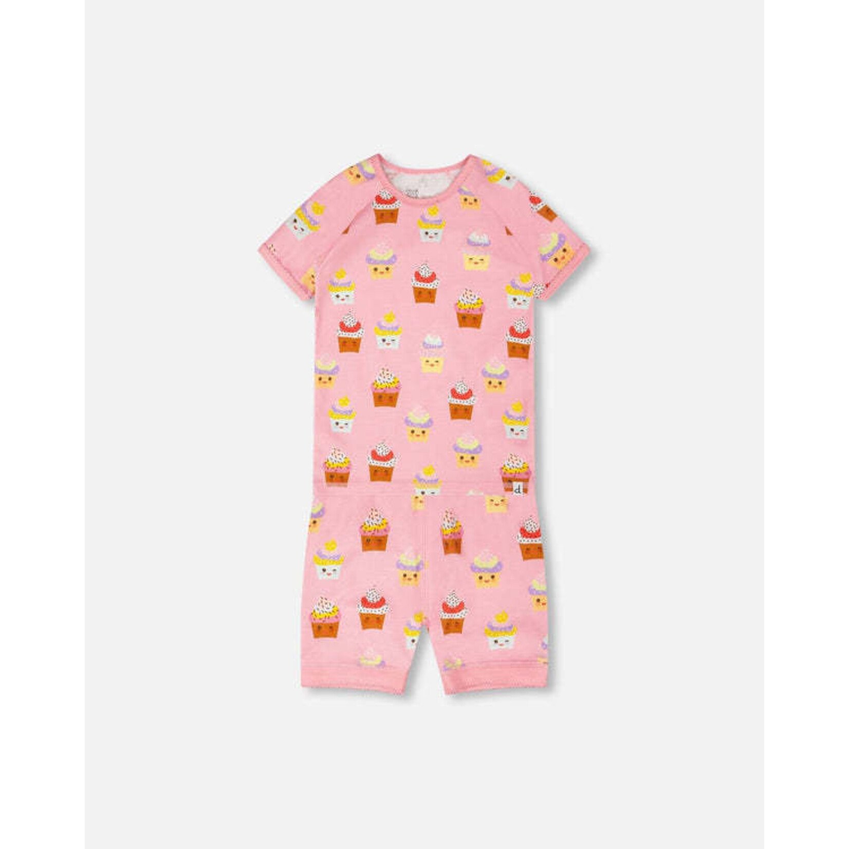 Deux par Deux DEUX PAR DEUX - Ensemble pyjama deux-pièces en coton biologique rose imprimé cupcakes 'Une nuit étoilée'