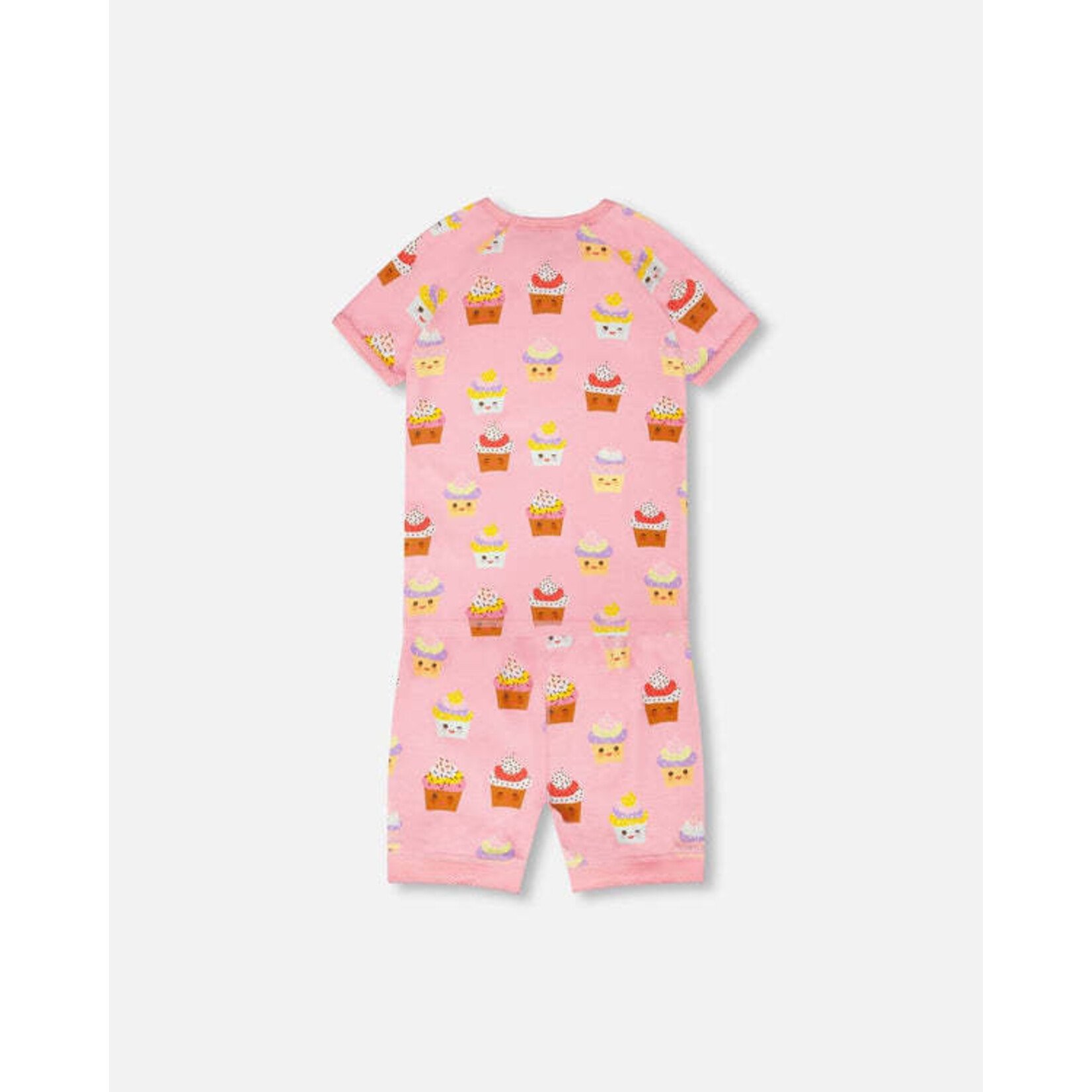 Deux par Deux DEUX PAR DEUX - Ensemble pyjama deux-pièces en coton biologique rose imprimé cupcakes 'Une nuit étoilée'