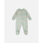 Deux par Deux DEUX PAR DEUX - Baby blue one-piece organic cotton pyjamas with kitten print 'Une nuit étoilée'