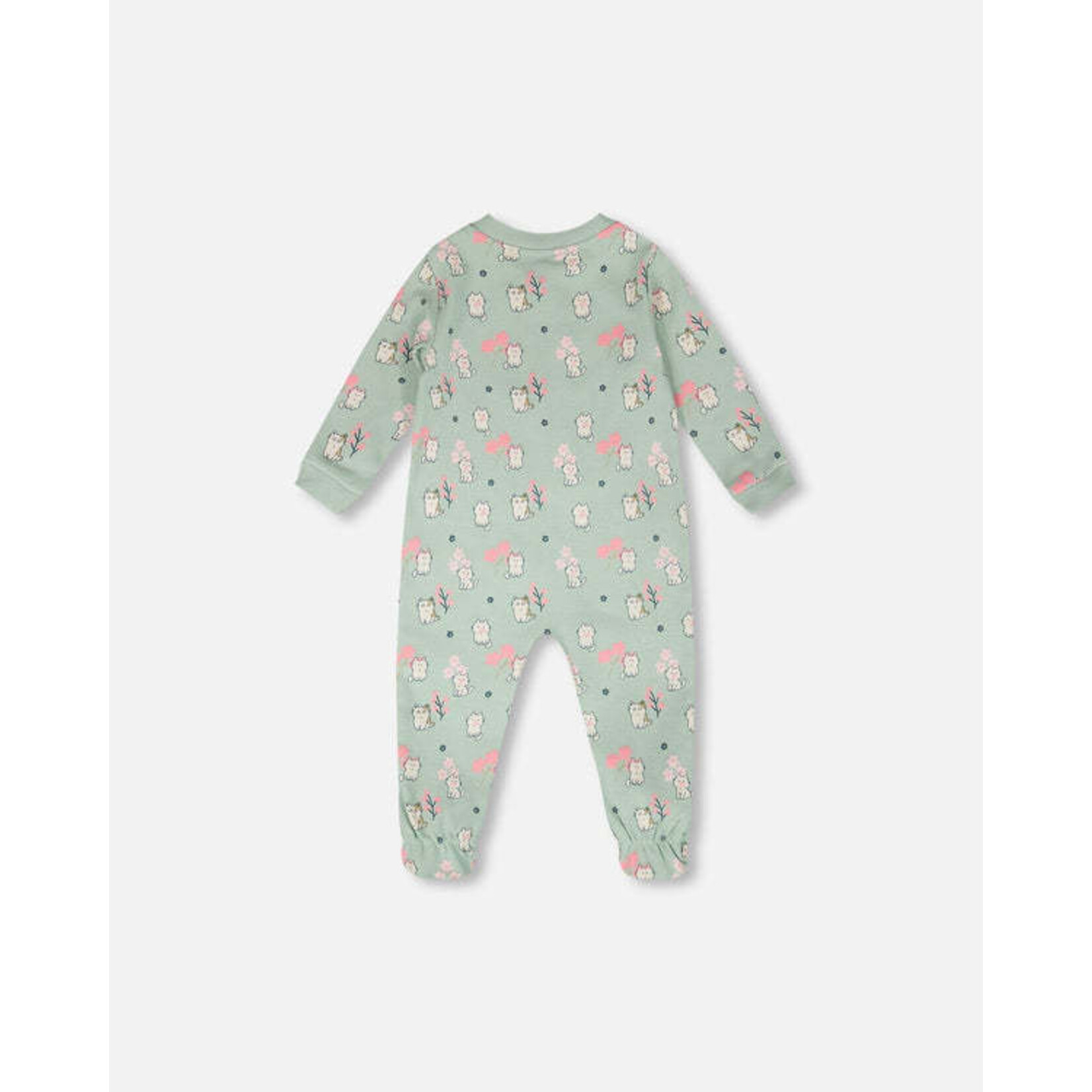 Deux par Deux DEUX PAR DEUX - Pyjama une-pièce en coton biologique bleu imprimé chatons pour bébé 'Une nuit étoilée'