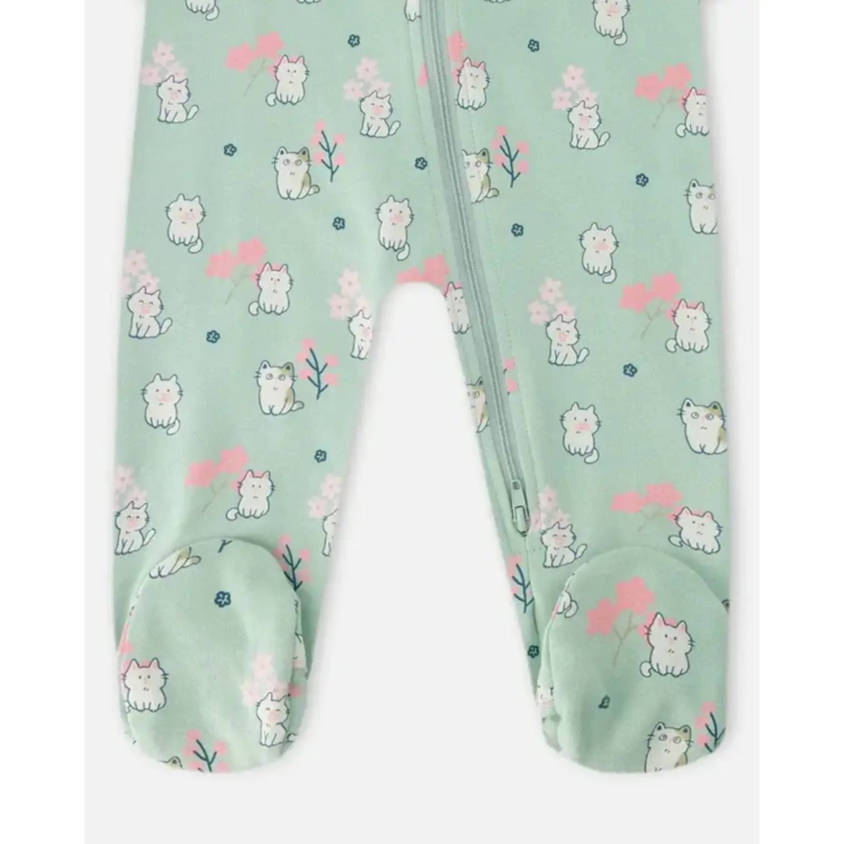 Deux par Deux DEUX PAR DEUX - Pyjama une-pièce en coton biologique bleu imprimé chatons pour bébé 'Une nuit étoilée'