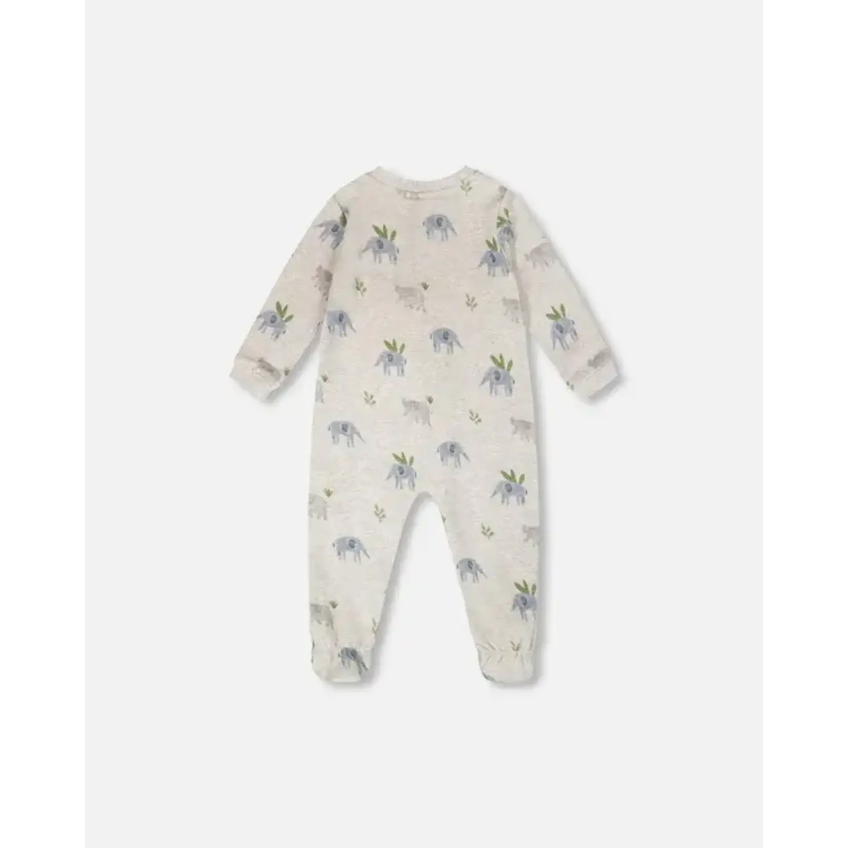 Deux par Deux DEUX PAR DEUX - Pyjama une-pièce en coton biologique gris imprimé éléphants pour bébé 'Une nuit étoilée'