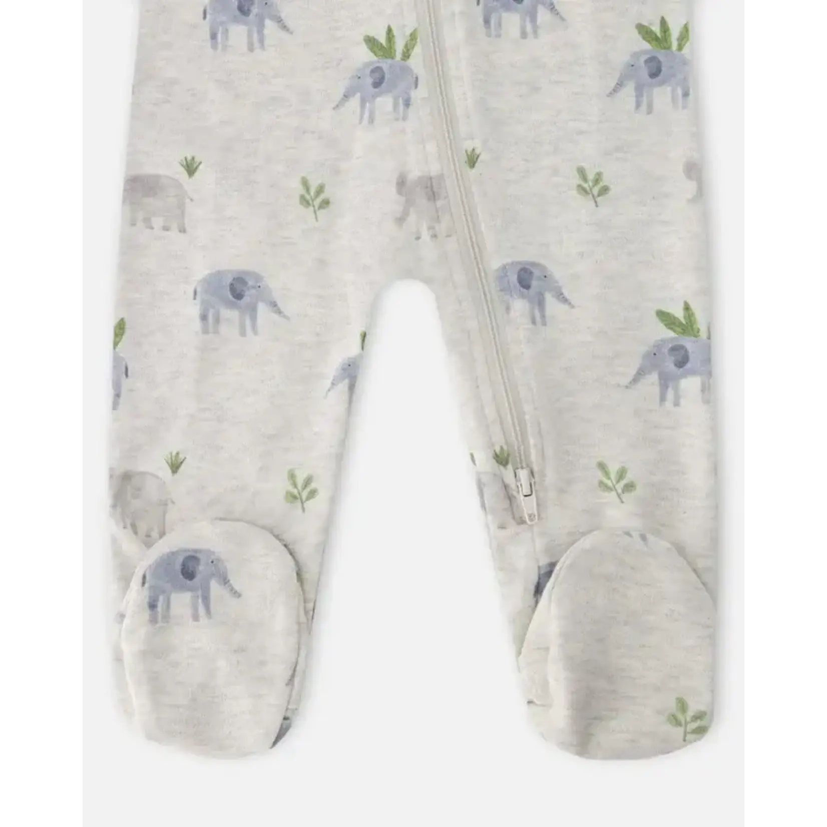 Deux par Deux DEUX PAR DEUX - Pyjama une-pièce en coton biologique gris imprimé éléphants pour bébé 'Une nuit étoilée'