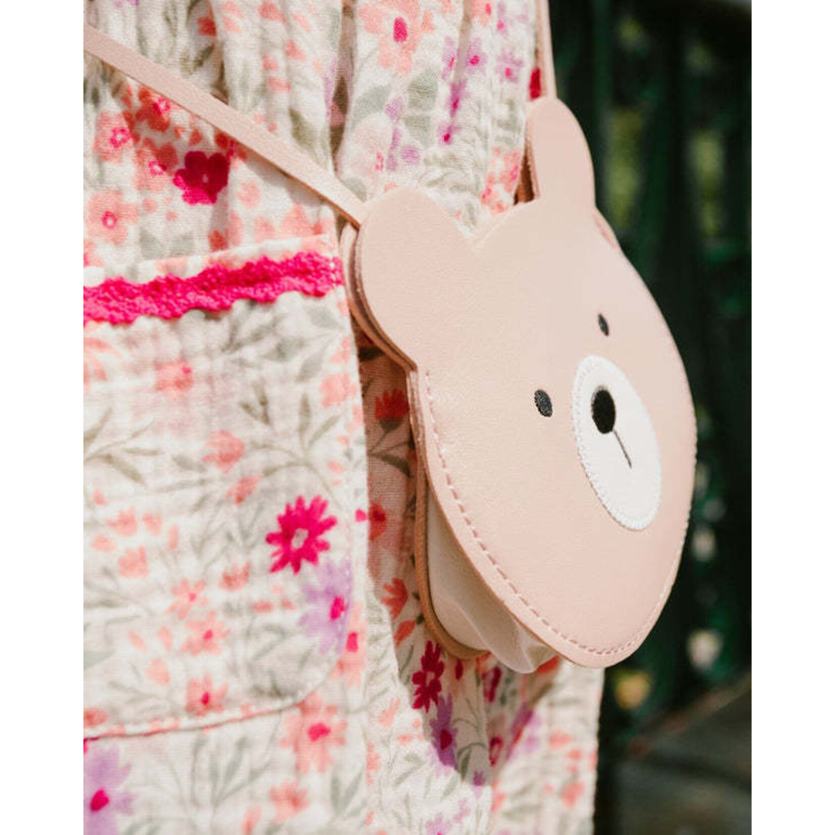 Deux par Deux DEUX PAR DEUX -  Sac à bandoulière ourson vieux rose 'Petite prairie'