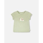 Deux par Deux DEUX PAR DEUX- 'Little Meadow' light khaki green organic cotton jersey T-shirt