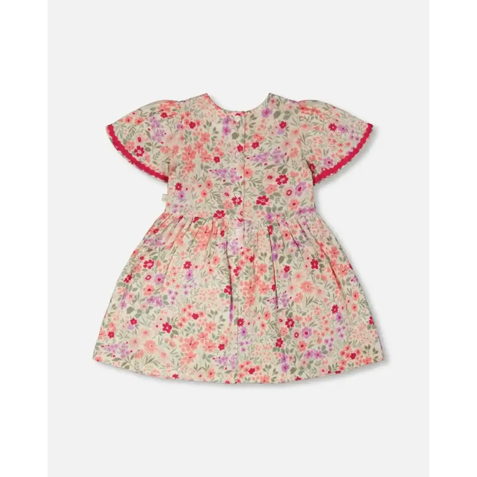 Deux par Deux DEUX PAR DEUX - Robe en mousseline beige imprimé de fleurs 'Petite prairie'