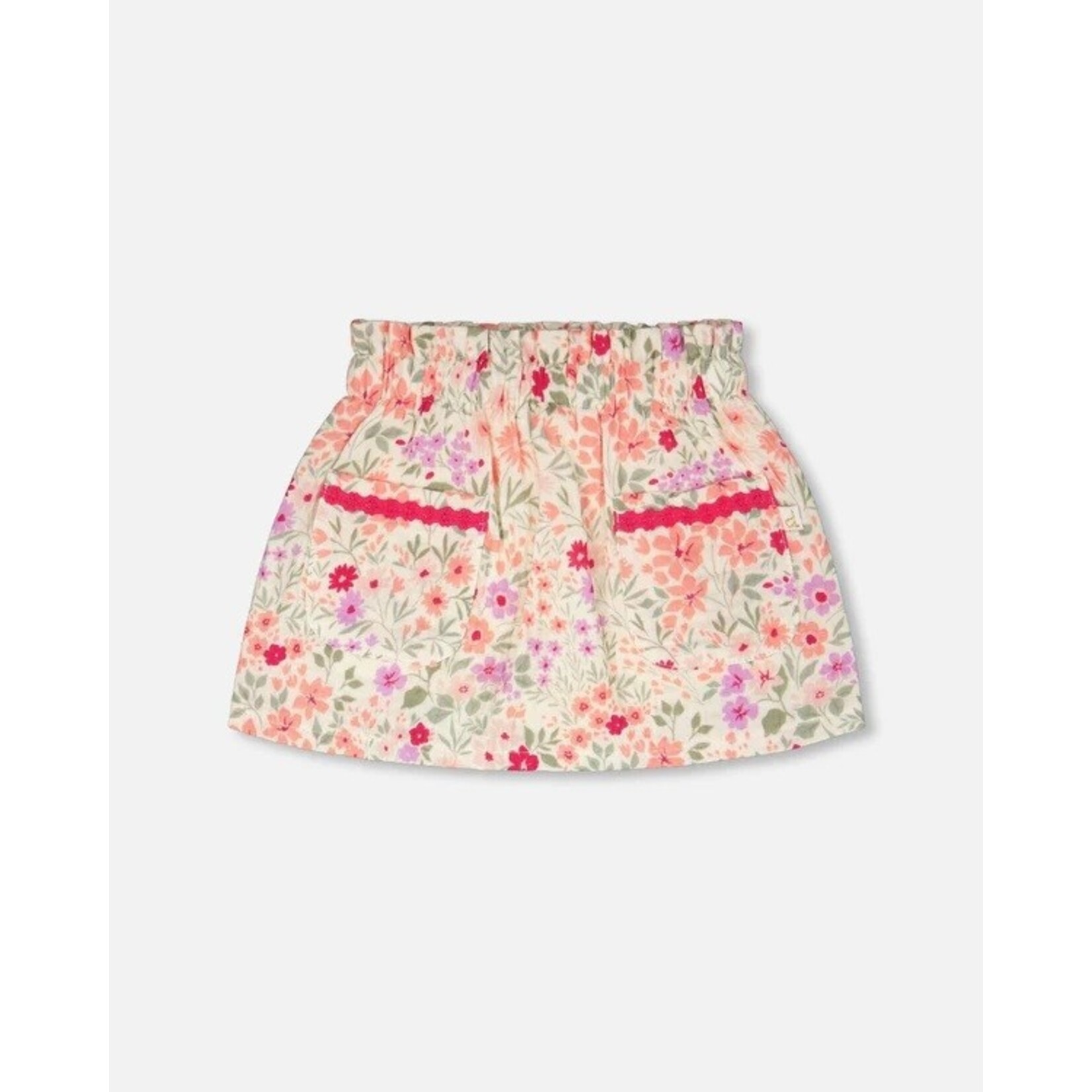 Deux par Deux DEUX PAR DEUX - Jupe-short en mousseline beige imprimé de fleurs 'Petite prairie'