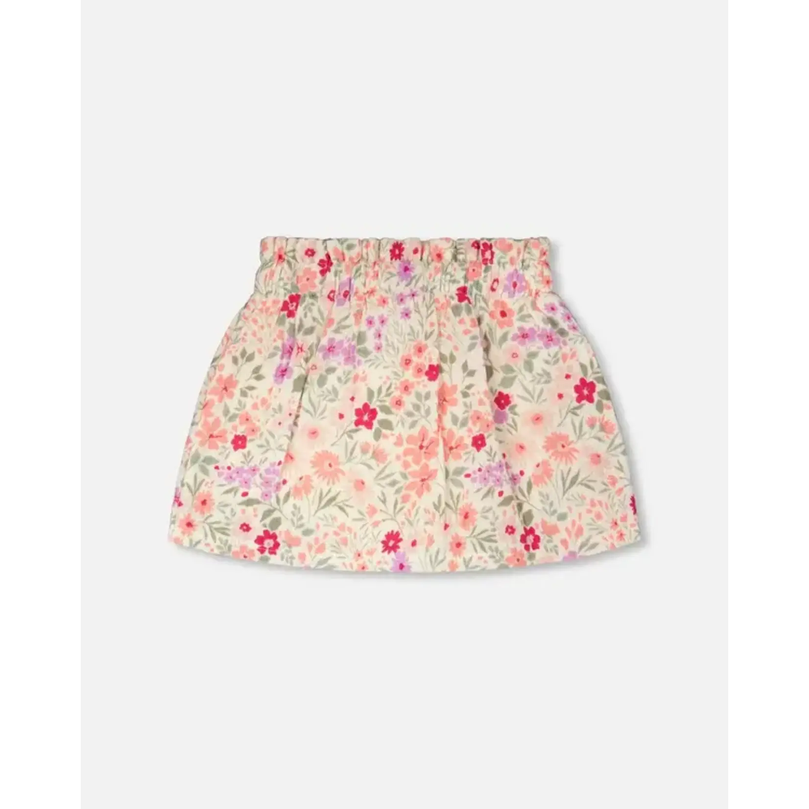 Deux par Deux DEUX PAR DEUX - Jupe-short en mousseline beige imprimé de fleurs 'Petite prairie'