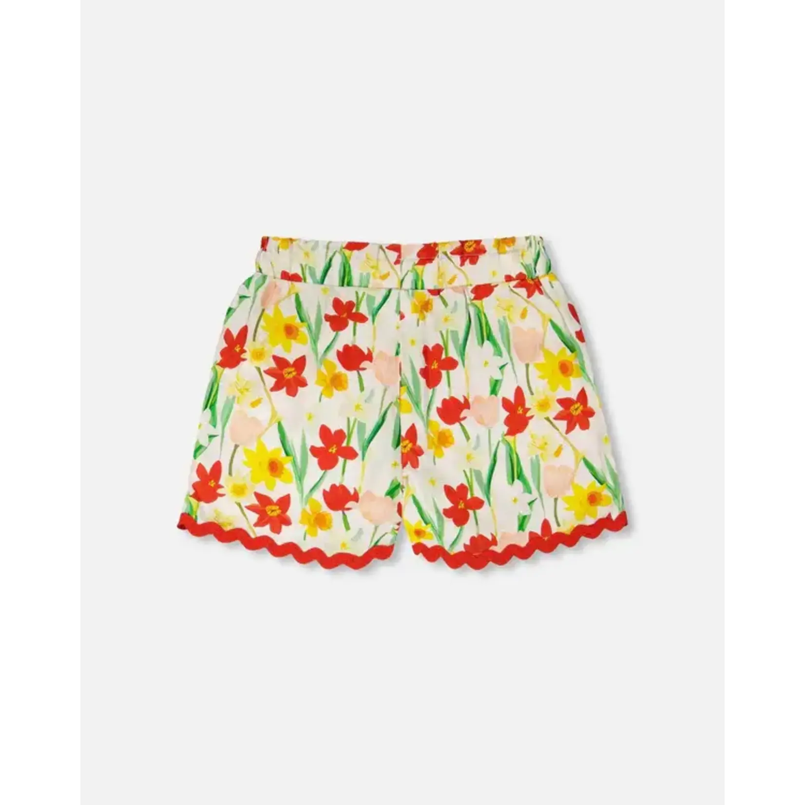 Deux par Deux DEUX PAR DEUX - Short en viscose blanc imprimé jonquilles 'Sous les jonquilles'