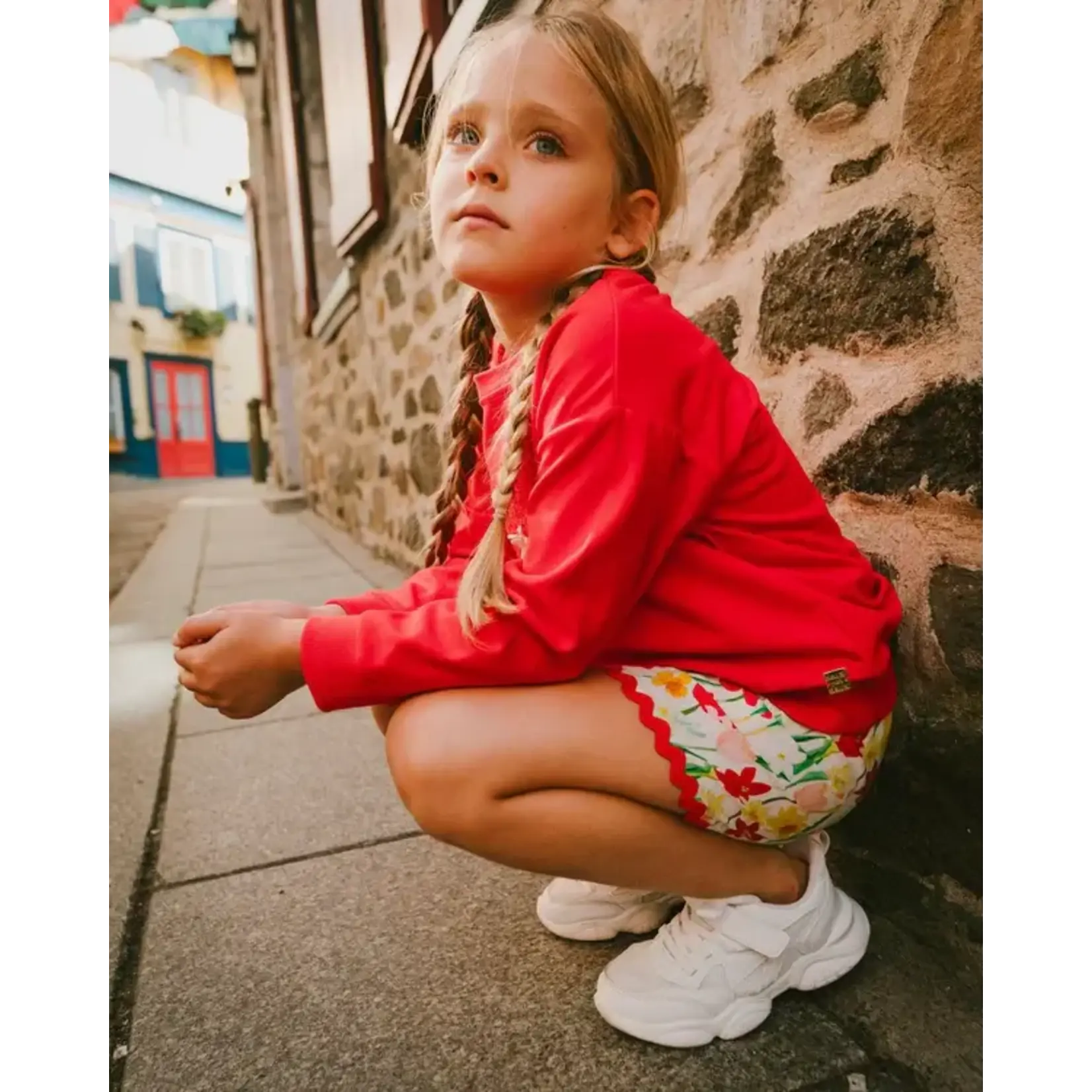 Deux par Deux DEUX PAR DEUX - Short en viscose blanc imprimé jonquilles 'Sous les jonquilles'