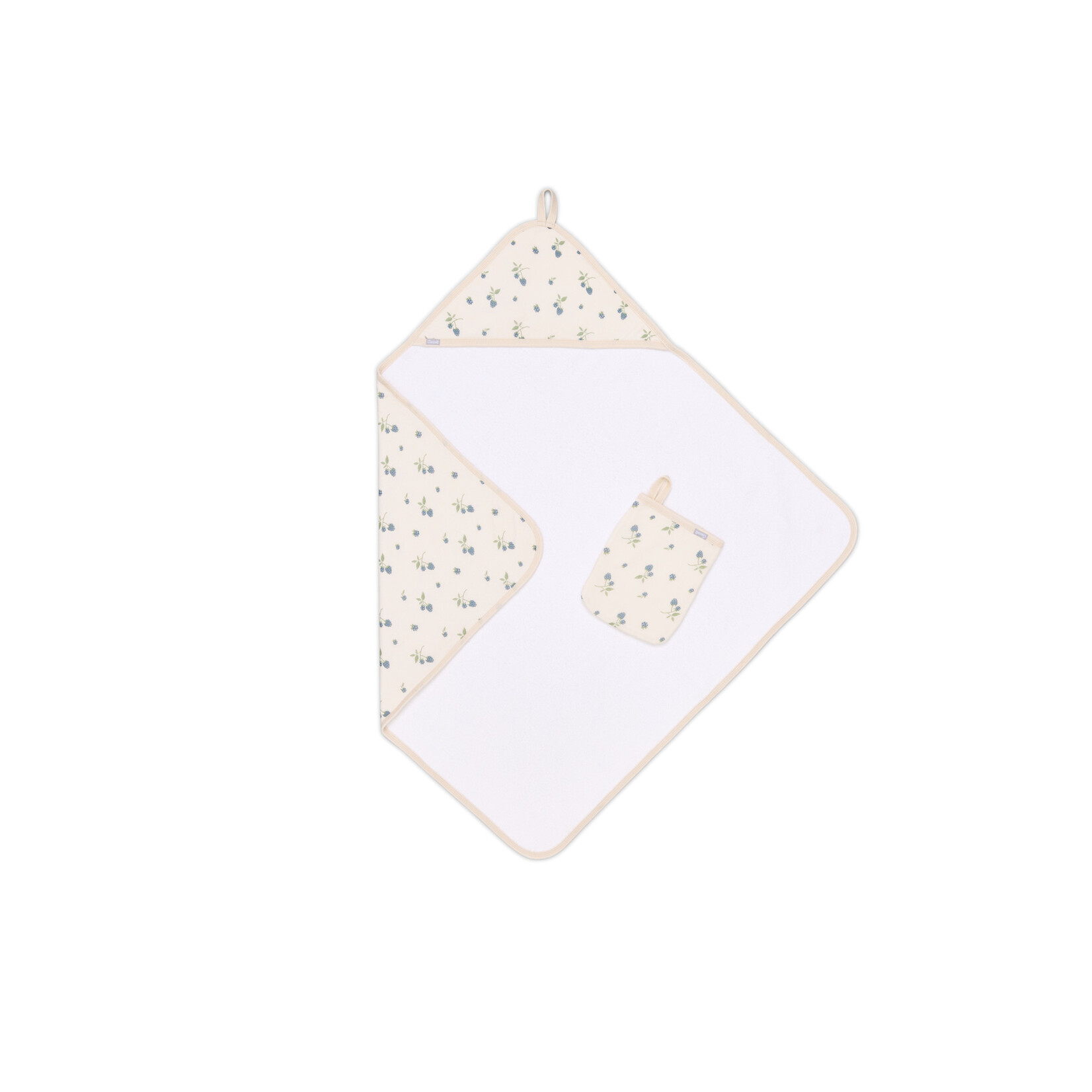 Coccoli COCCOLI - Hooded towel and washcloth set - 'Blackberries on whisper'