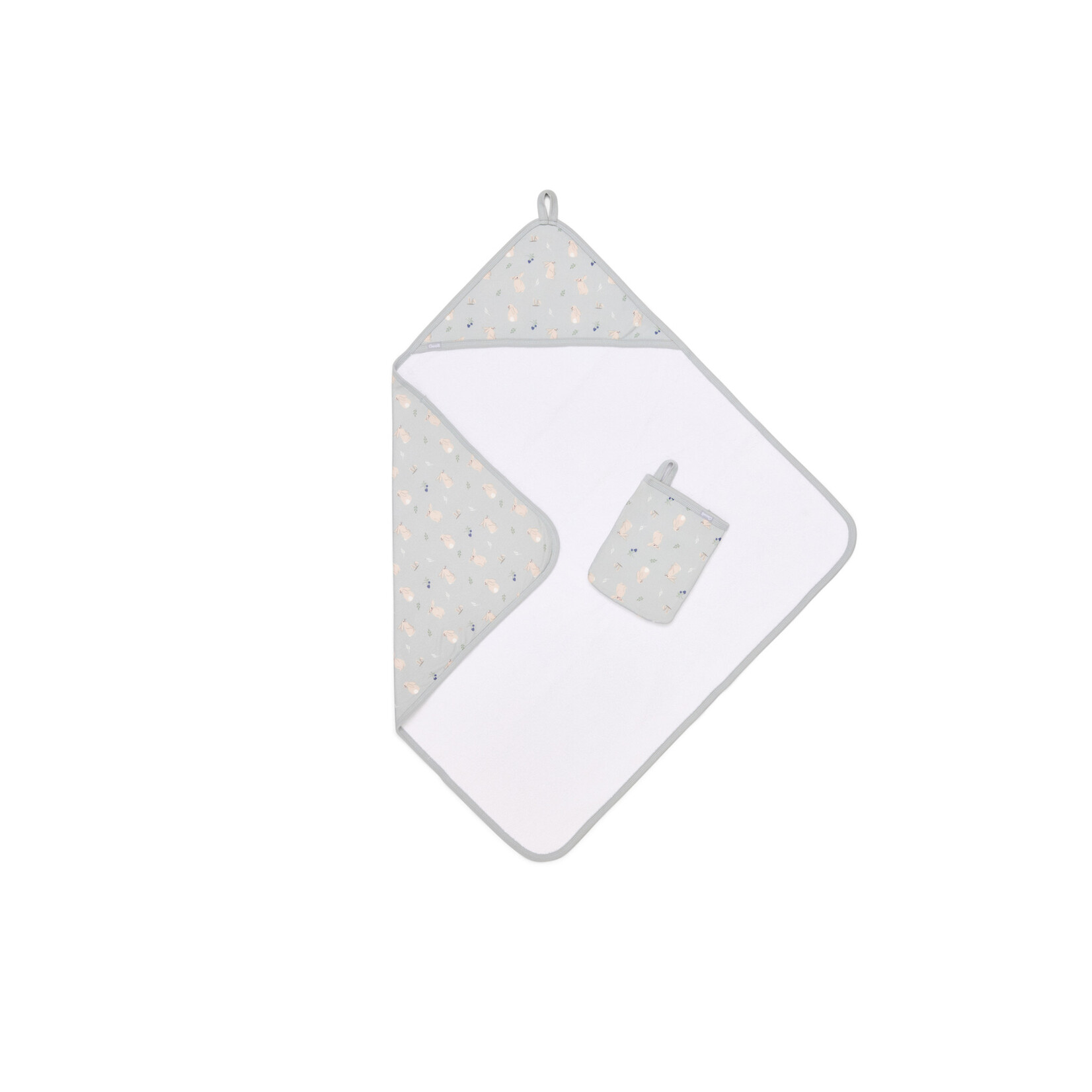 Coccoli COCCOLI - Ensemble serviette à capuche et débarbouillette - 'Rabbits On Mercury'