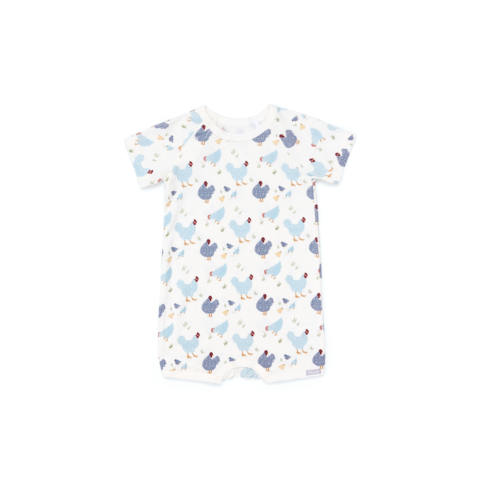 Coccoli COCCOLI - Baby romper in modal with blue chicken print