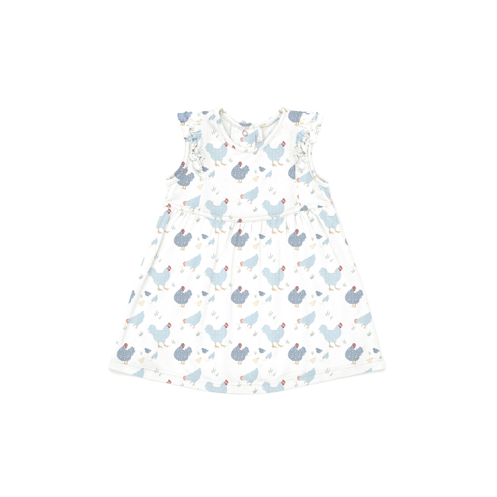 Coccoli COCCOLI - White dress with blue chicken print