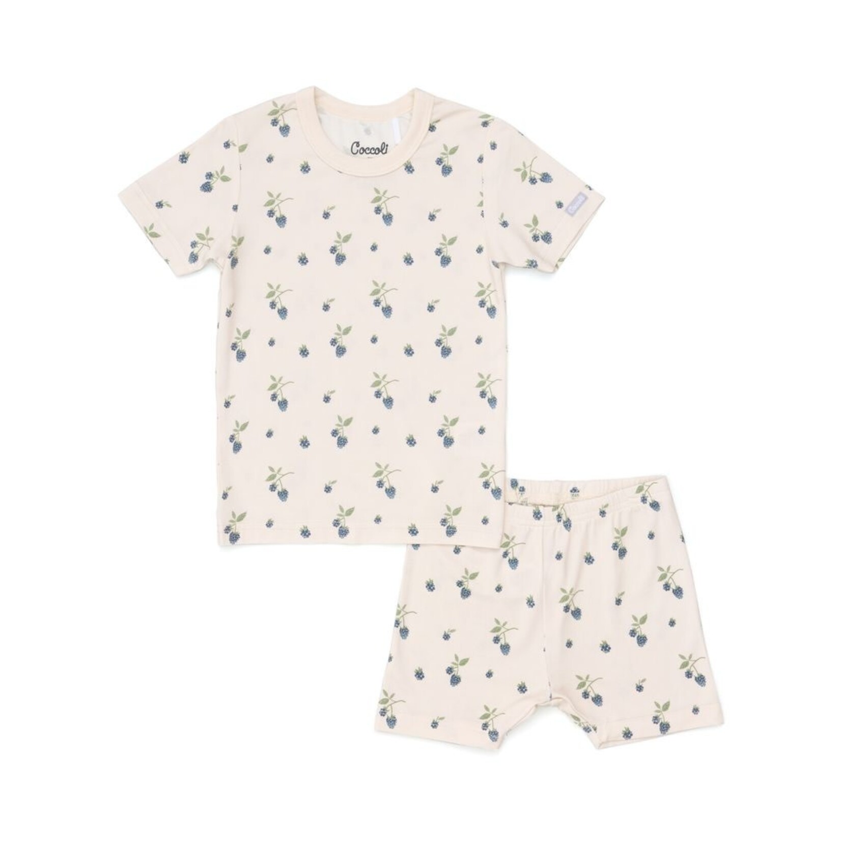 Coccoli COCCOLI - Pyjama court deux pièces beige avec imprimé de mûres