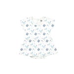 Coccoli COCCOLI - White short-sleeved modal dress with built-in bodysuit and blue chicken print