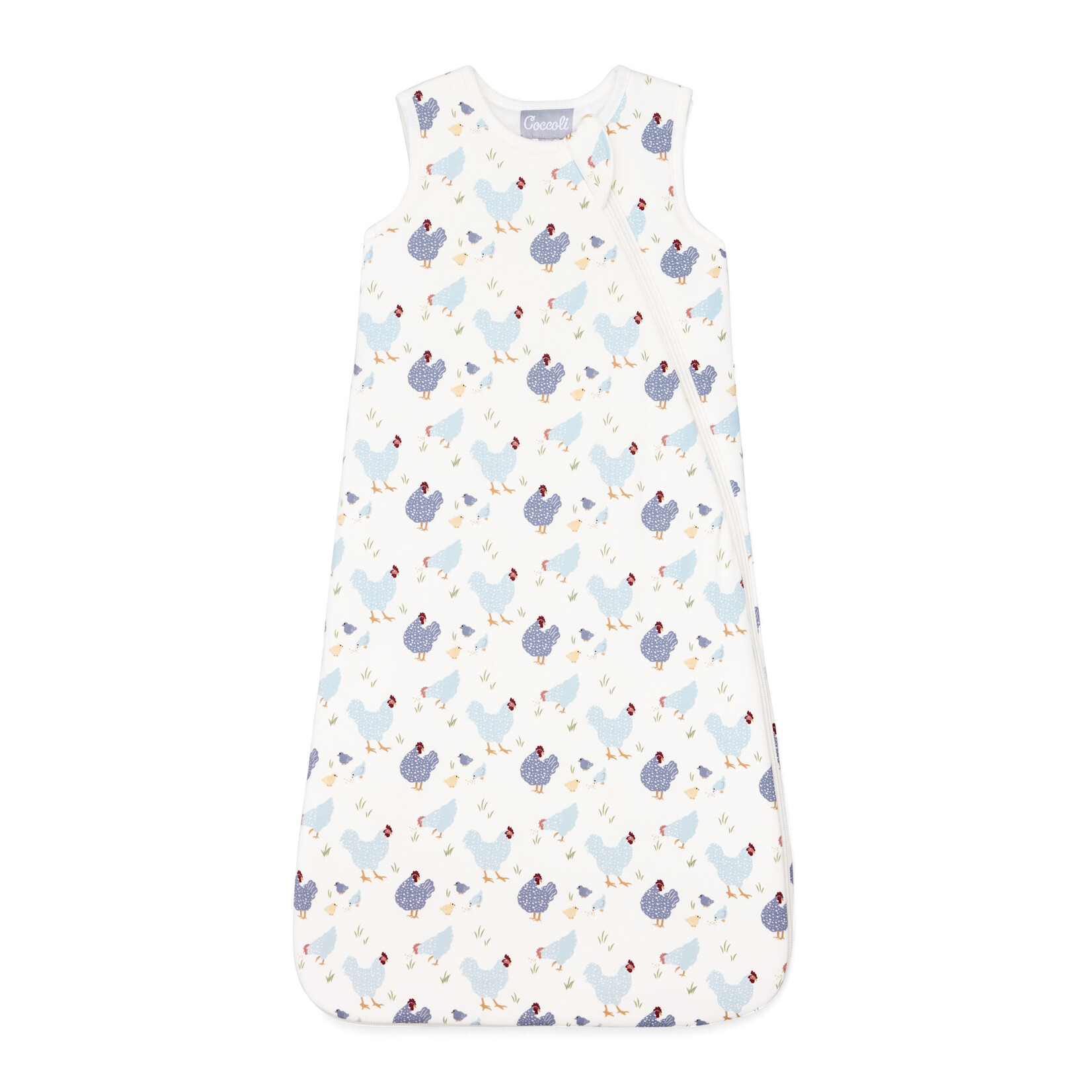 Coccoli COCCOLI - Gigoteuse/sac de nuit blanc avec motif de poulets bleu - 0.5 TOGS