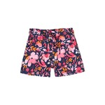 Boboli BOBOLI- Short en coton satiné bleu marine avec imprimé floral vibrant orange et rose