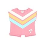 Boboli BOBOLI - T-shirt rose à manche courte avec motif de palmier et lignes avec dos ouvert