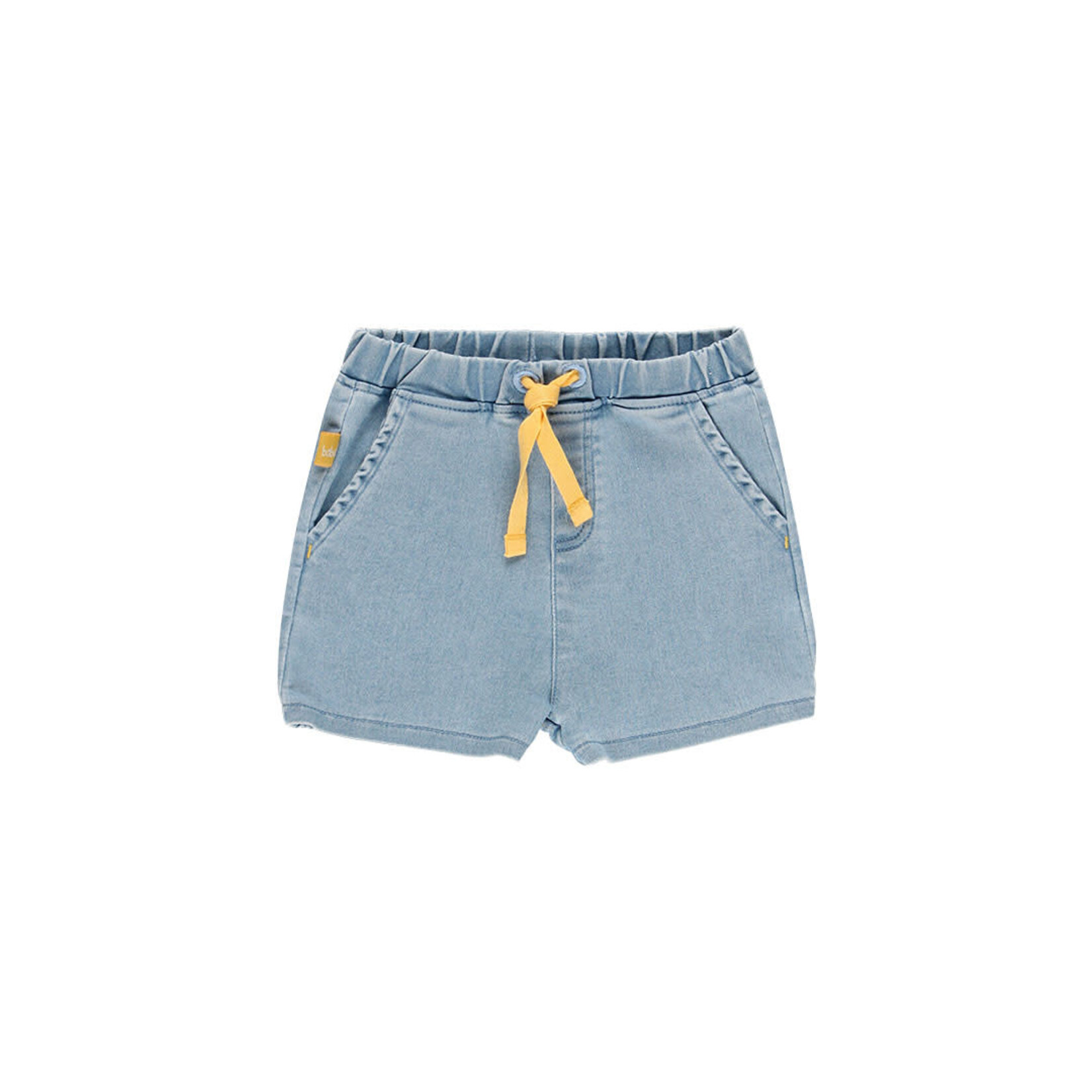 Boboli BOBOLI - Ensemble deux pièces - t-shirt ligné jaune et blanc avec imprimé crabe et short denim avec cordon jaune
