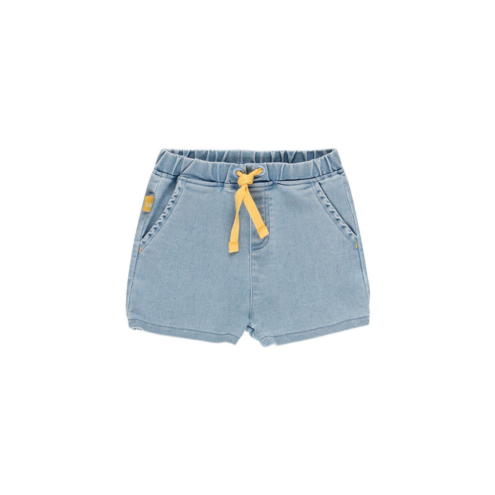 Boboli BOBOLI - Two-piece set - yellow and white striped t-shirt with crab print and denim shorts with yellow drawstring