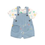 Boboli BOBOLI - Two-piece set - white t-shirt with colorful crab print and overalls with crab embroidery