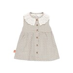 Boboli BOBOLI - Sleeveless dress with a Peter Pan collar featuring a small red and blue print and matching briefs