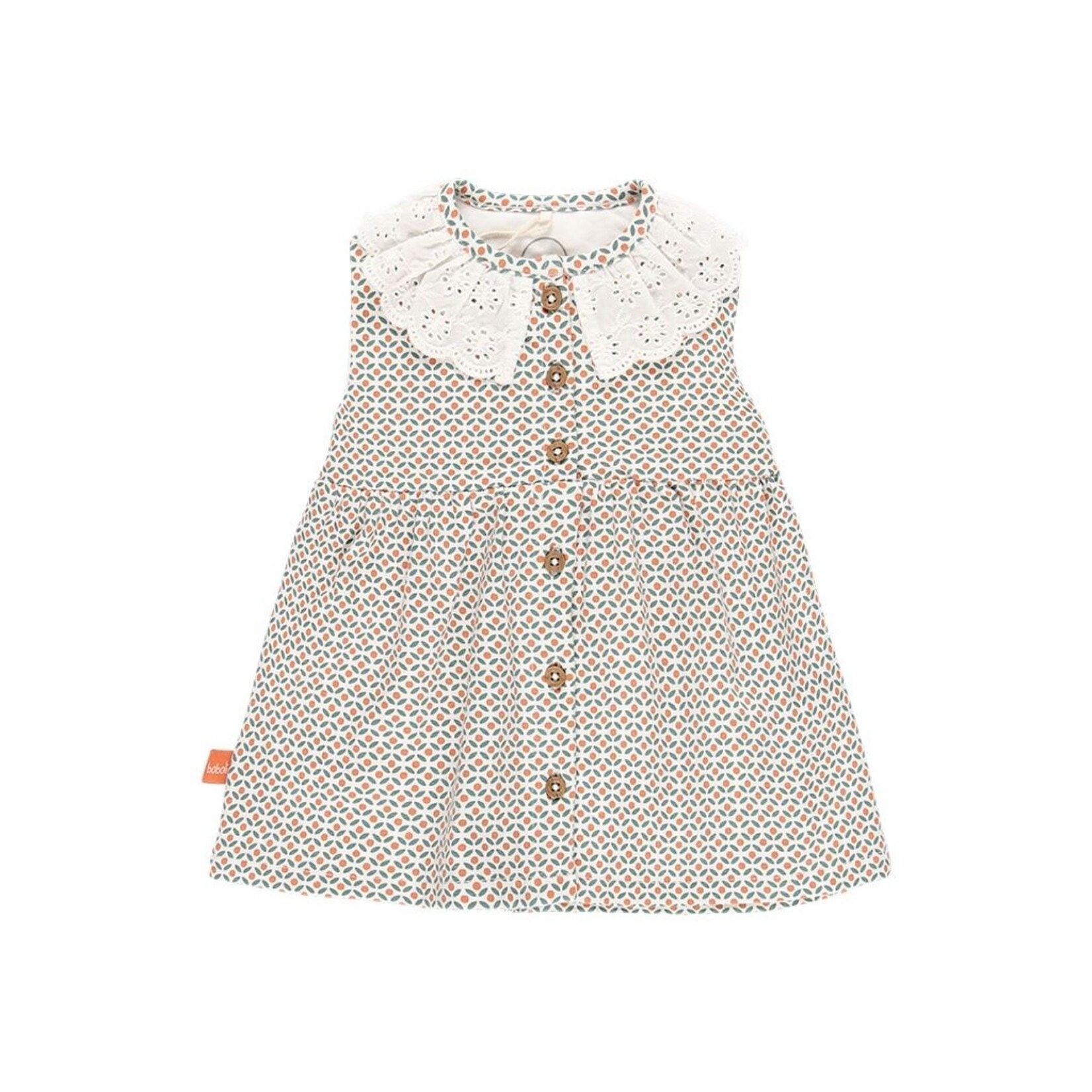 Boboli BOBOLI - Robe sans manche avec un col claudine avec imprimé de petites formes rouges et bleus et la culotte assortie