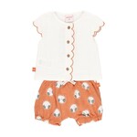 Boboli BOBOLI - Two-piece set - White shirt with orange details and orange shorts with sun print