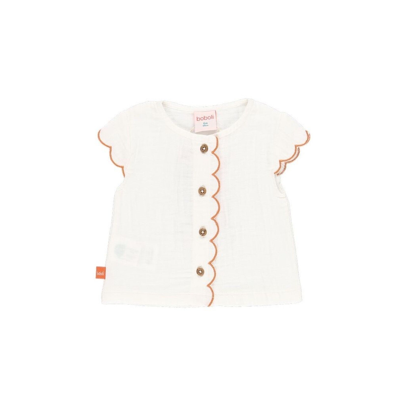 Boboli BOBOLI - Two-piece set - White shirt with orange details and orange shorts with sun print