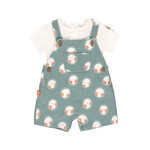 Boboli BOBOLI - Two-piece set - White bodysuit and green overalls with sun print
