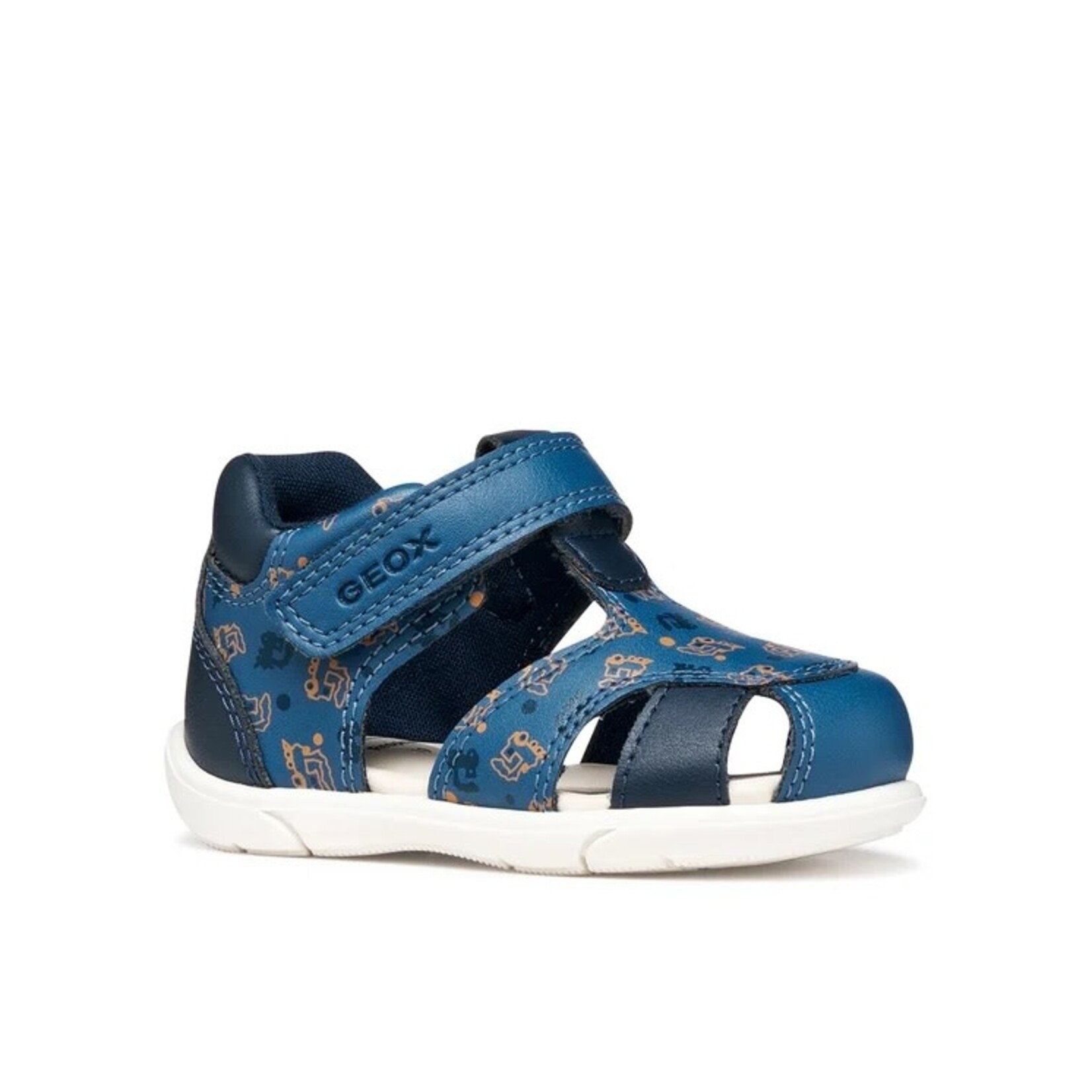 Geox GEOX - Closed Toe Leather Sandals 'B Zapito C - GBK +PR.GBK - Avio/Navy' - Train print
